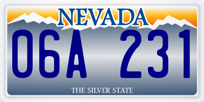 NV license plate 06A231