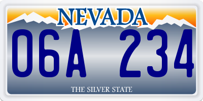 NV license plate 06A234