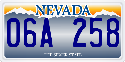 NV license plate 06A258