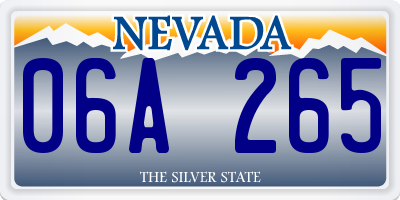 NV license plate 06A265