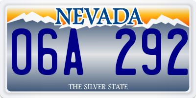 NV license plate 06A292