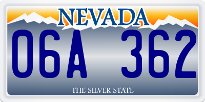 NV license plate 06A362