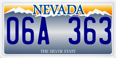 NV license plate 06A363