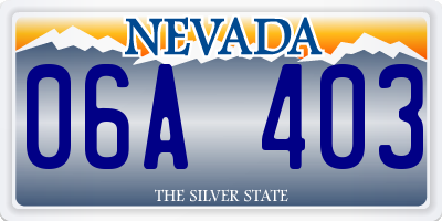 NV license plate 06A403