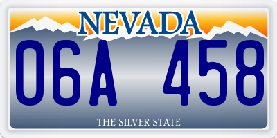 NV license plate 06A458