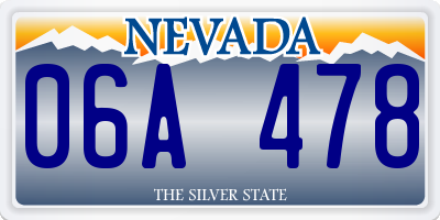 NV license plate 06A478