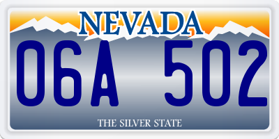 NV license plate 06A502