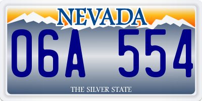 NV license plate 06A554