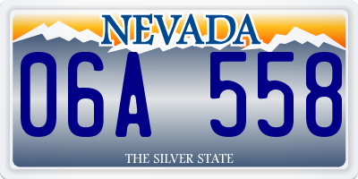 NV license plate 06A558