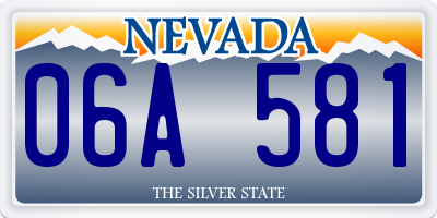 NV license plate 06A581