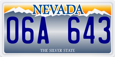 NV license plate 06A643