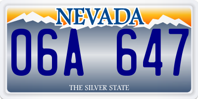 NV license plate 06A647