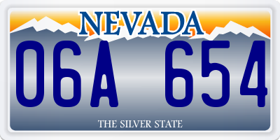 NV license plate 06A654