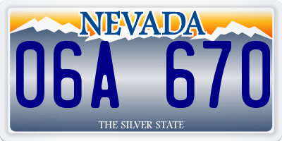 NV license plate 06A670