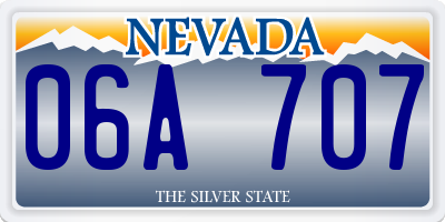 NV license plate 06A707