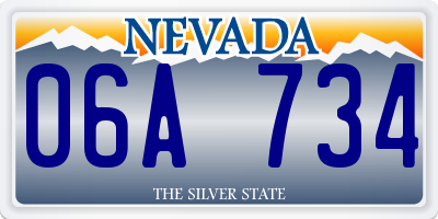 NV license plate 06A734