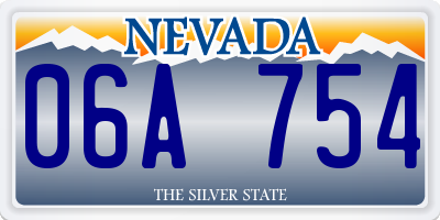 NV license plate 06A754