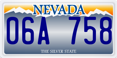 NV license plate 06A758