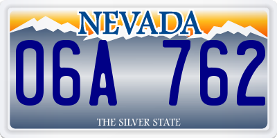 NV license plate 06A762