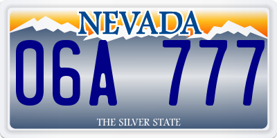 NV license plate 06A777