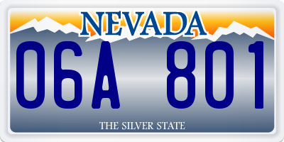 NV license plate 06A801