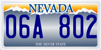 NV license plate 06A802