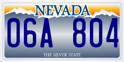 NV license plate 06A804