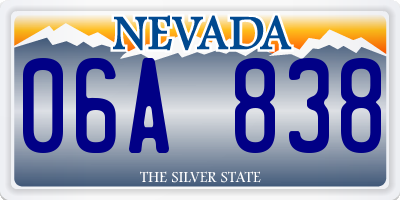 NV license plate 06A838