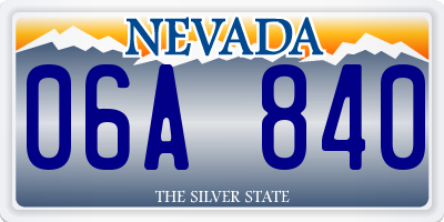 NV license plate 06A840