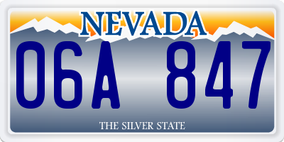 NV license plate 06A847