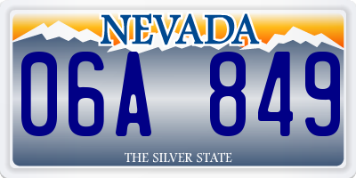 NV license plate 06A849