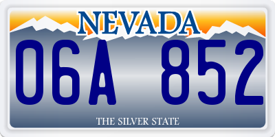 NV license plate 06A852