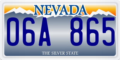 NV license plate 06A865