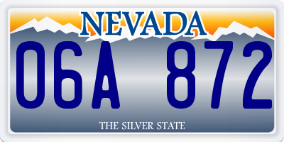 NV license plate 06A872