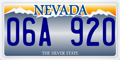 NV license plate 06A920