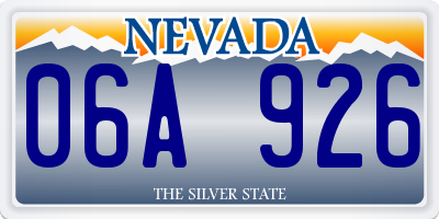 NV license plate 06A926