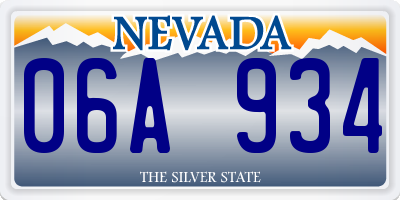 NV license plate 06A934