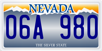 NV license plate 06A980