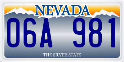 NV license plate 06A981