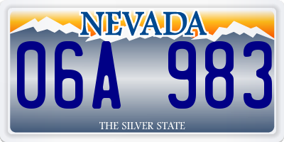 NV license plate 06A983