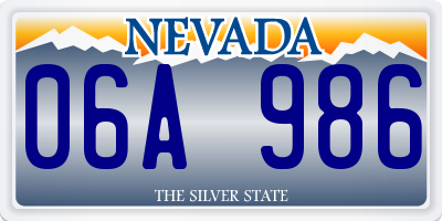 NV license plate 06A986