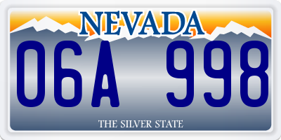 NV license plate 06A998