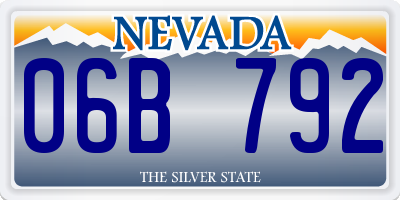 NV license plate 06B792