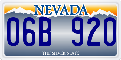 NV license plate 06B920