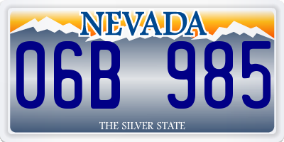 NV license plate 06B985