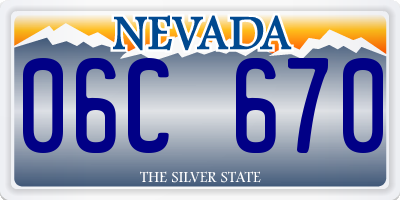 NV license plate 06C670