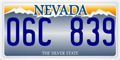 NV license plate 06C839