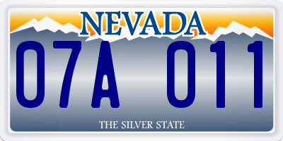 NV license plate 07A011