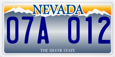 NV license plate 07A012