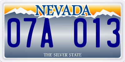 NV license plate 07A013